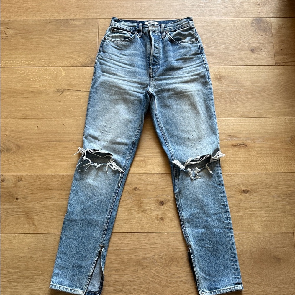 Re/Done High-Rise Distressed Light Blue Jeans